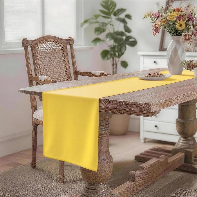 MEANMOY Yellow Table Runner 60 Inches Long Waterproof Table Runners | Washable - Image 2