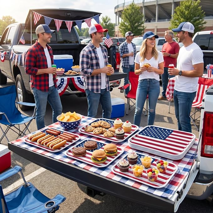 Vesici 6 Pack 4th of July Serving Trays 13x10 Inch American Flag Melamine - Image 5