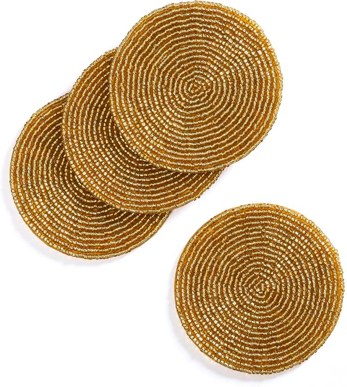 Handmade Beaded Bar Drink Tabletop Protection Coasters - Image 3
