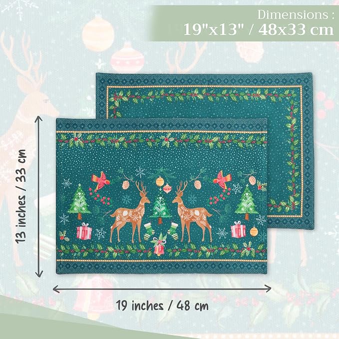 Maison d' Hermine Placemats Set of 4 Reusable 100% Cotton | Cloth Place Mats - Image 4