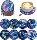 8 pcs Diamond Painting Coasters | Diamond Art Coasters | Blue Butterfly Diamond by LGANHAPY