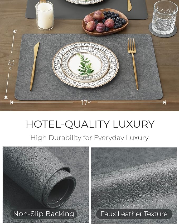 Leetaltree Reversible Faux Leather Placemats Set of 2, 12x17 Inch – - Image 5