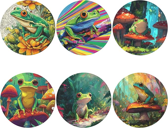 Frog Coasters Leather Round Drink Coasters 6 Pcs Set - Image 2