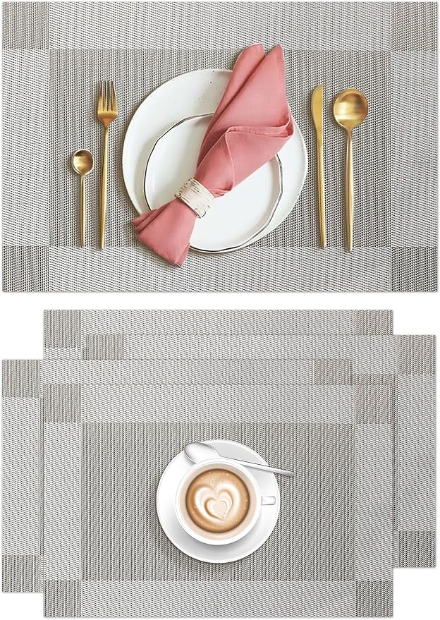 Aofmee Placemats Set of 4, Heat Resistant Place Mats, Washable Durable PVC by Aofmee