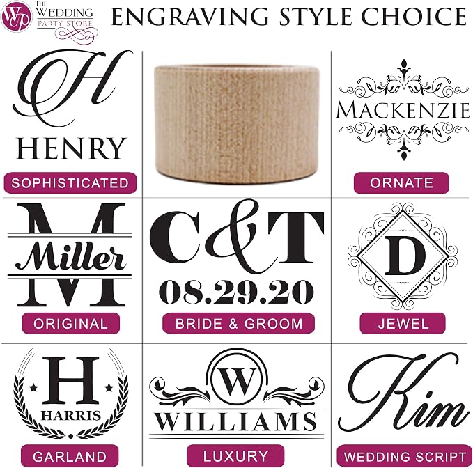 The Wedding Party Store Personalized Wood Napkin Rings - Image 6