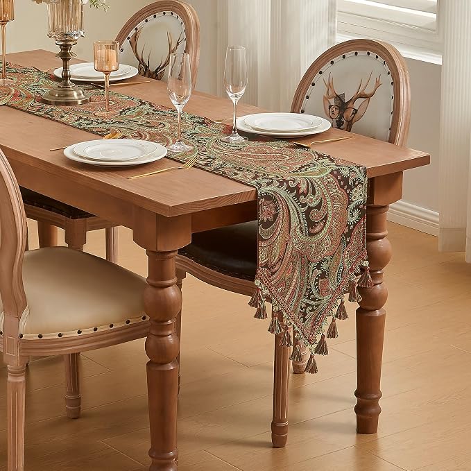 Loom and Mill Vintage Paisley Jacquard Table Runner 13x90 inch - Image 7