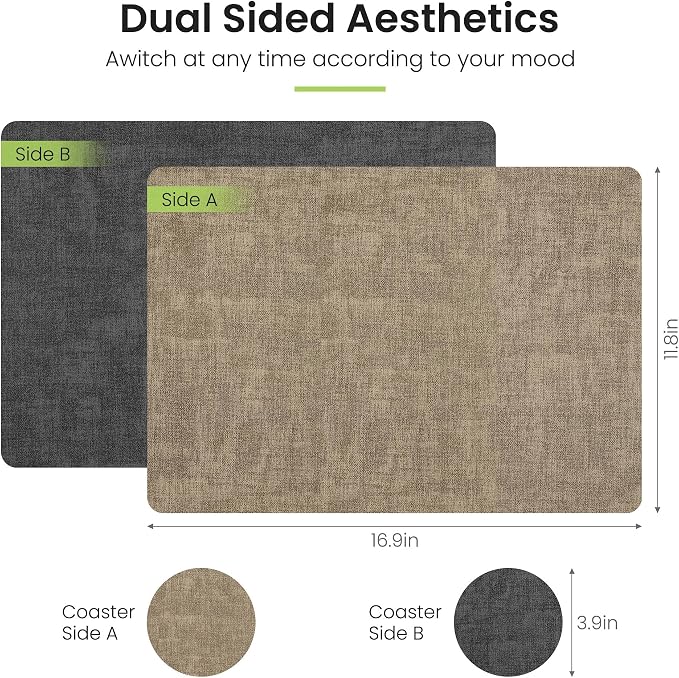 Fyvva Placemats Set of 4 Wipeable Reversible Faux Leather - Image 2