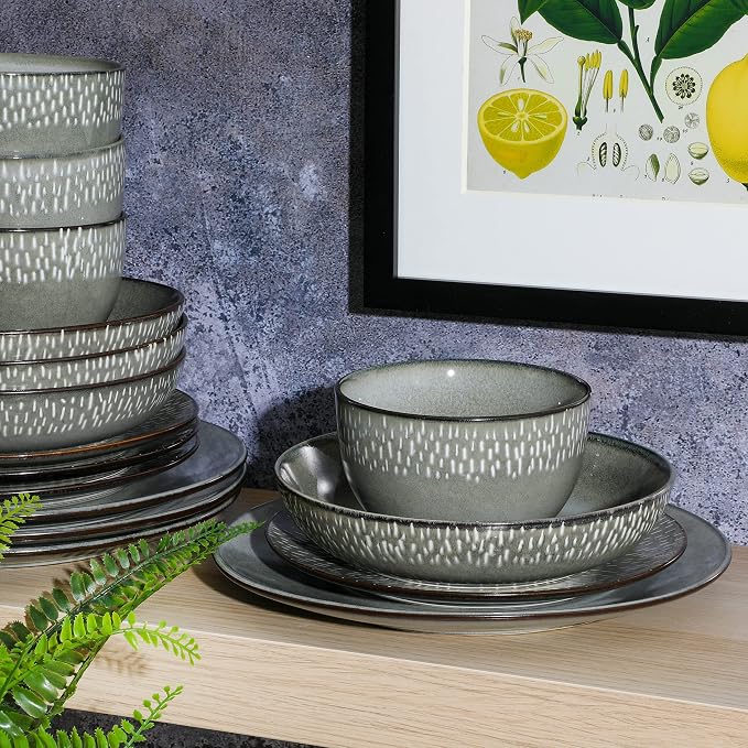 Gibson Elite Matisse 16-Piece Double Bowl Dinnerware Set, Service - Image 4