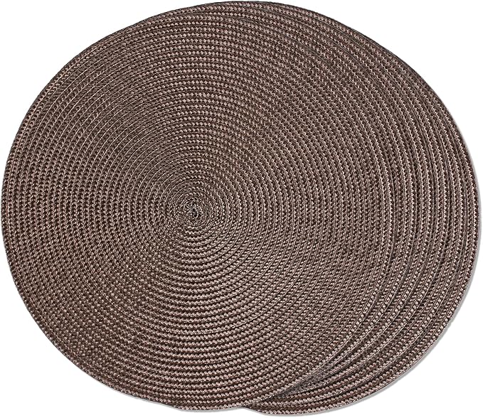 FunWheat Round Braided Placemats Set of 6 Table Mats by FunWheat