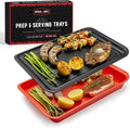 AVIEUS Grill Prep and Serve Trays | Set of 2 Stackable, Melamine Trays | by BlazinGrill