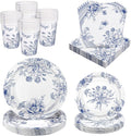 Kochorie 96 Piece Blue and White Floral Disposable Party Supplies Elegant by Kochorie