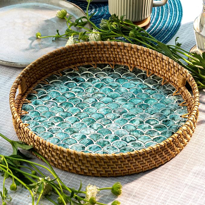 JUNGLE CULTURE Round Rattan Tray - Image 3