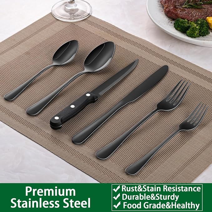 24-Piece Black Silverware Set - Image 5