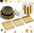 SUT 350-Piece Black and Gold Disposable Plates by SeeYouTomorrow