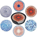Mid Century Coasters Leather Round Drink Coasters 6 Pcs Set by Yopiiefa