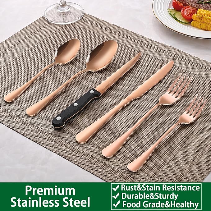 Rose Gold 24 PCS Flatware Sets - Image 6