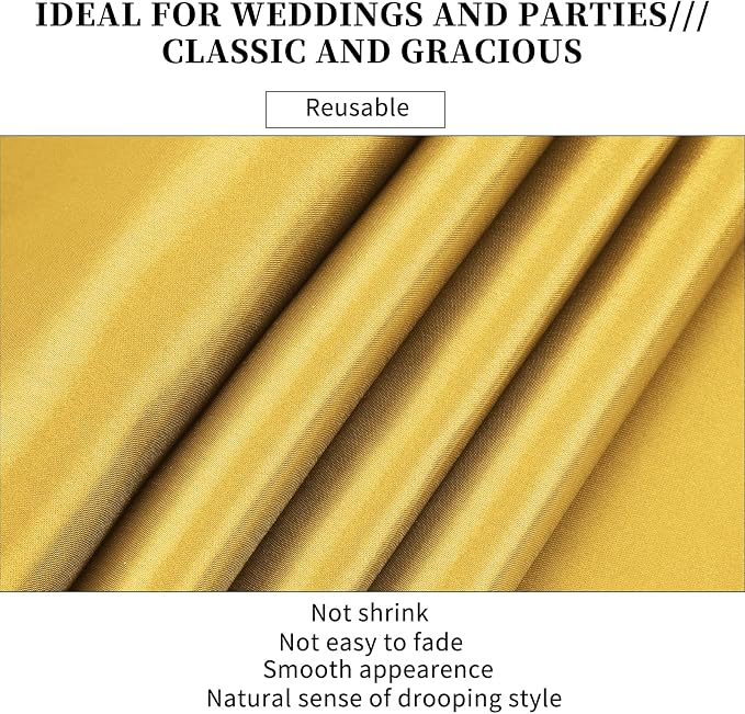 10-Pack Gold 12 x 108 inches Long Premium Satin Table Runner | Wedding - Image 5