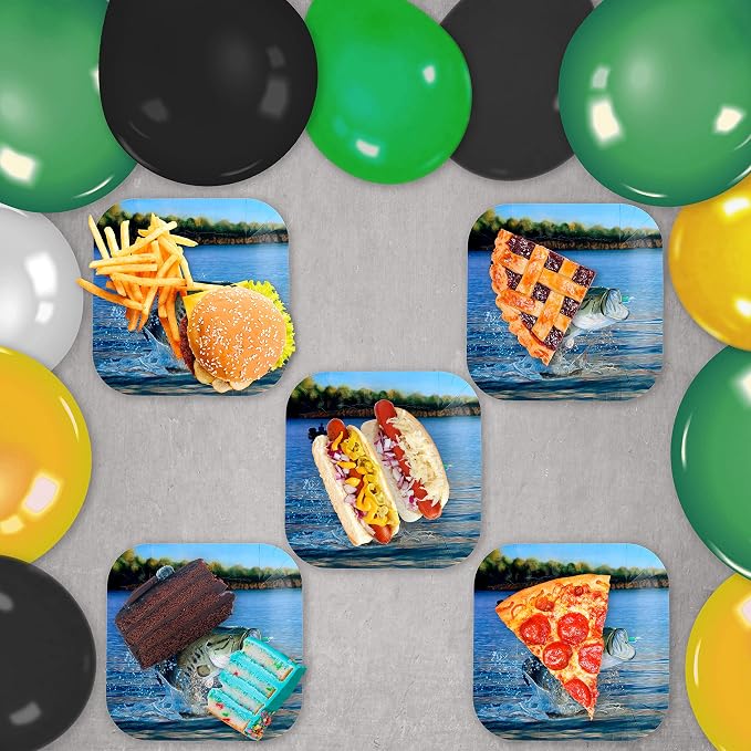 Havercamp Fishing Plates-24 Pack-9 Inch Square-Gone Fishin Party | Set of 24 - Image 4