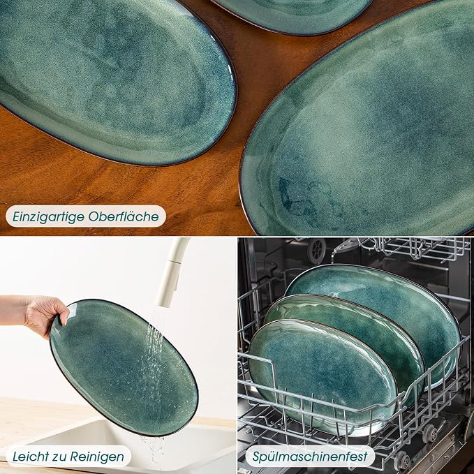 vancasso Ceramic Serving Platters Set of 3, Oval 16/14.7/13.5 Inch Stoneware - Image 5