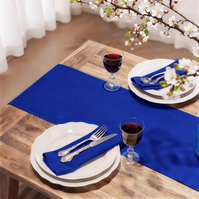 FOLINS&HOME Royal Blue Waterproof Decorative Table Runner 90 Inches Long | - Image 2