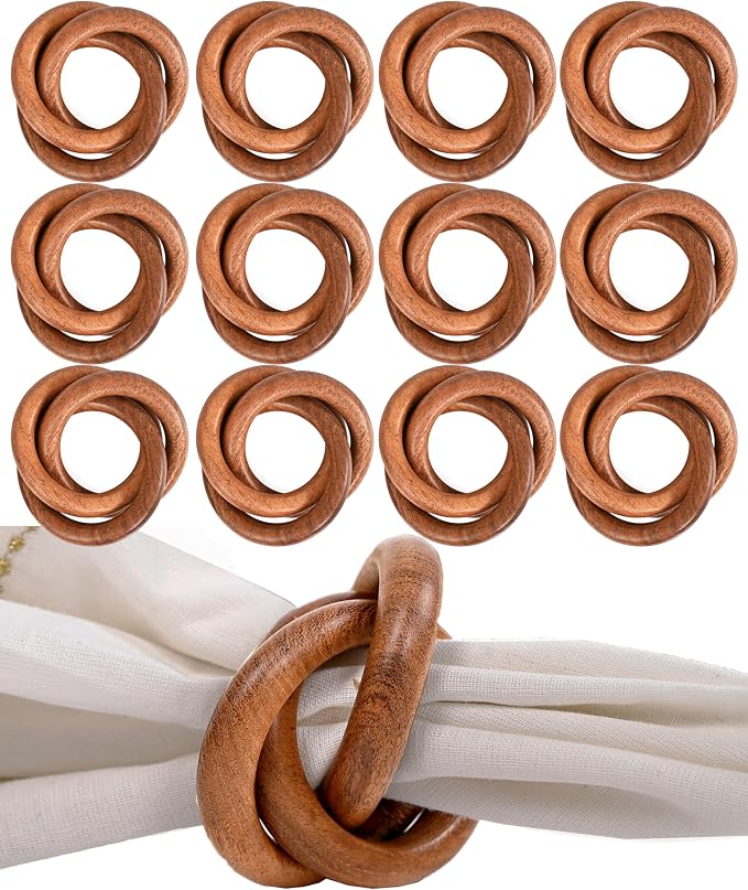ALPHA Living HOME Wooden Napkin Rings Set of 12 by ALPHALivingHOME