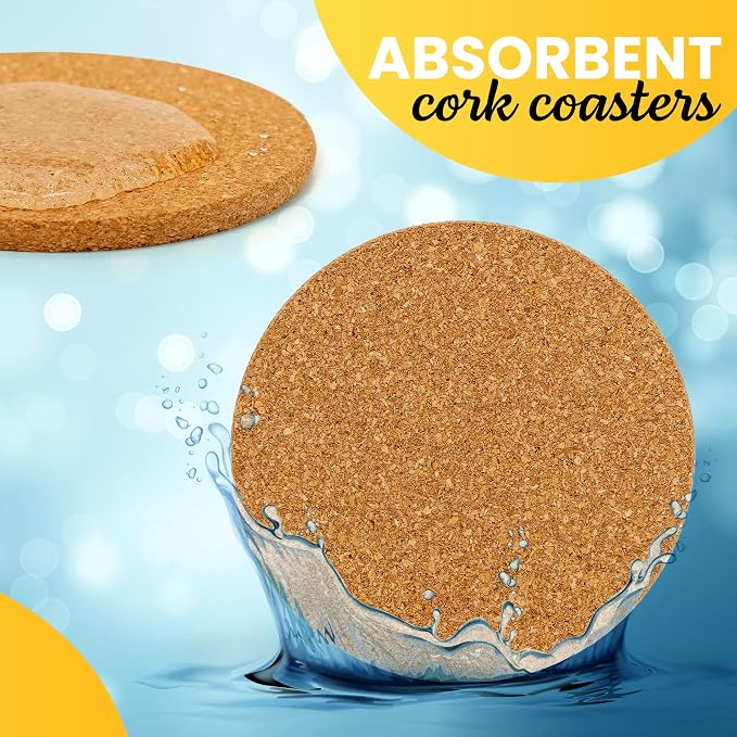 Noe & Malu 4-Inch Round Absorbent Natural Cork Coasters, cups and mugs. - Image 4