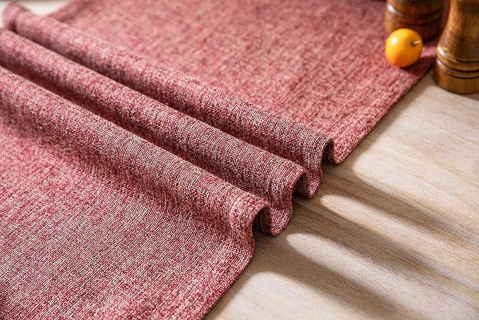 Burlap Style Farmhouse Table Runner, 14x60 Inches Red | Thick Durable Fabric - Image 6