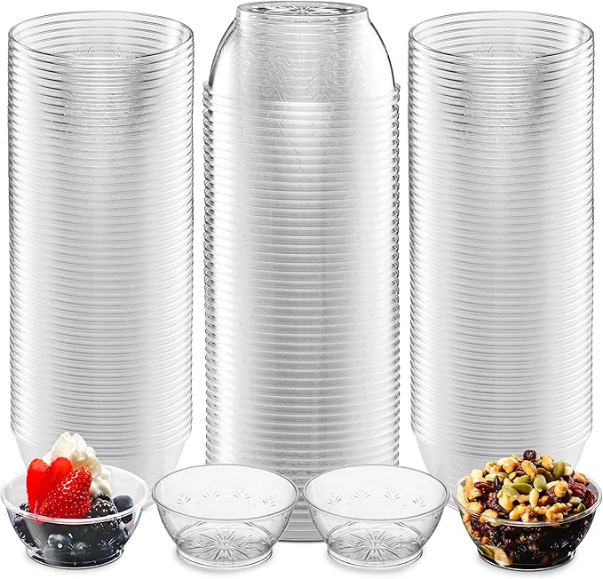 6 Oz Clear Mini Plastic Dessert Bowls Disposable Serving Bowls | Premium Hard by JoyServe