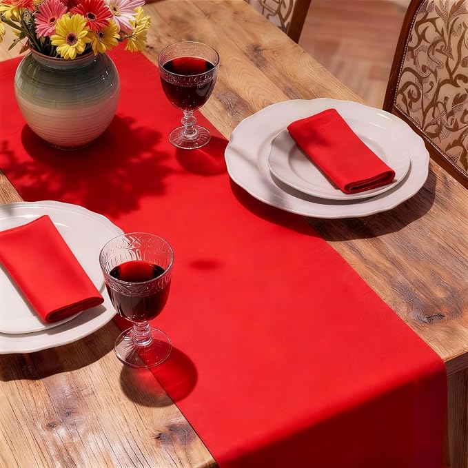 MEANMOY Red Table Runner 60 Inches Long Waterproof Washable Table Runners | - Image 6