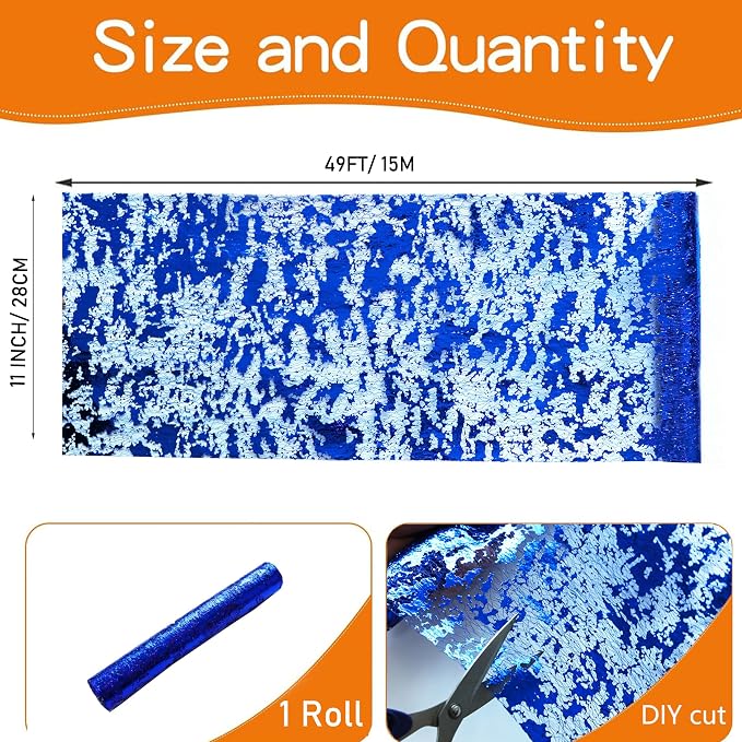 Snowkingdom Royal Blue Table Runner, Sequin Glitter Foil Metallic Thin Mesh - Image 4