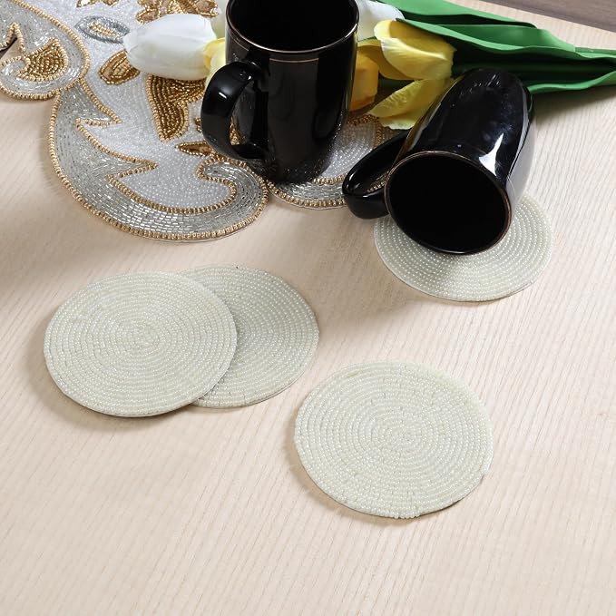 Handmade Beaded Bar Drink Tabletop Protection Coasters - Image 4