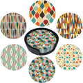 Middle Ages Coasters Leather Round Drink Coasters 6 Pcs Set by Yopiiefa