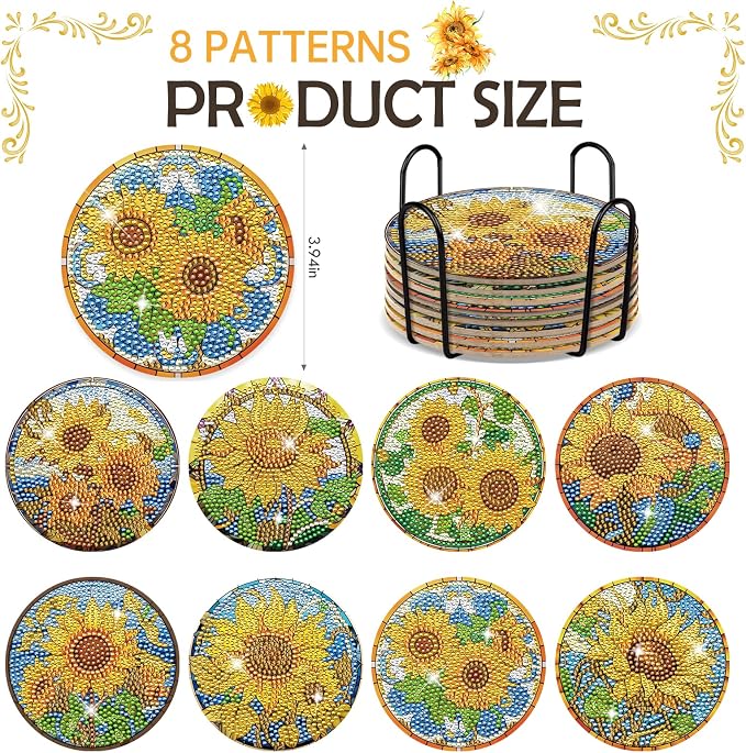 Sunflower Diamond Art Painting Coasters - Image 2