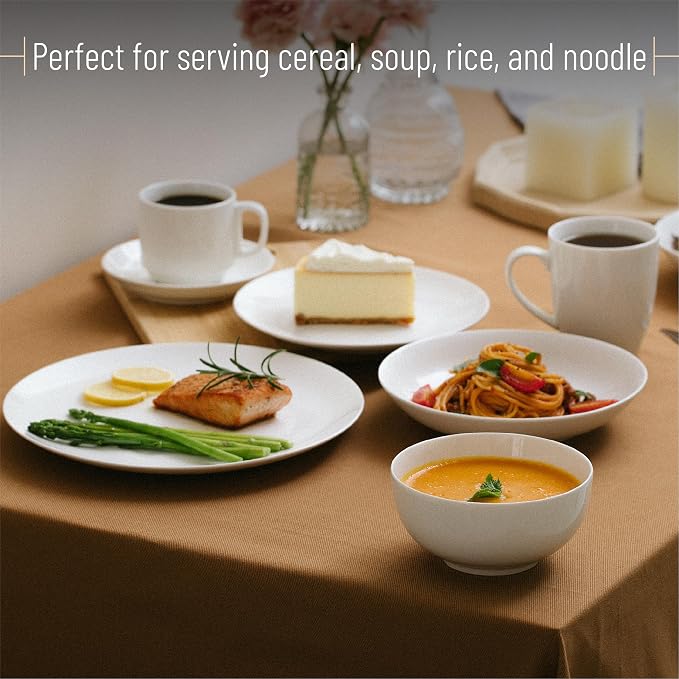 Brew To A Tea BTaT- White Soup Bowls Set of 12, 16 Ounces, Porcelain Dishes - Image 6