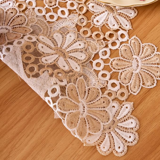 European Antique Jacquard Lace Table Doilies, Small Farmhouse Linen Embroidered - Image 6