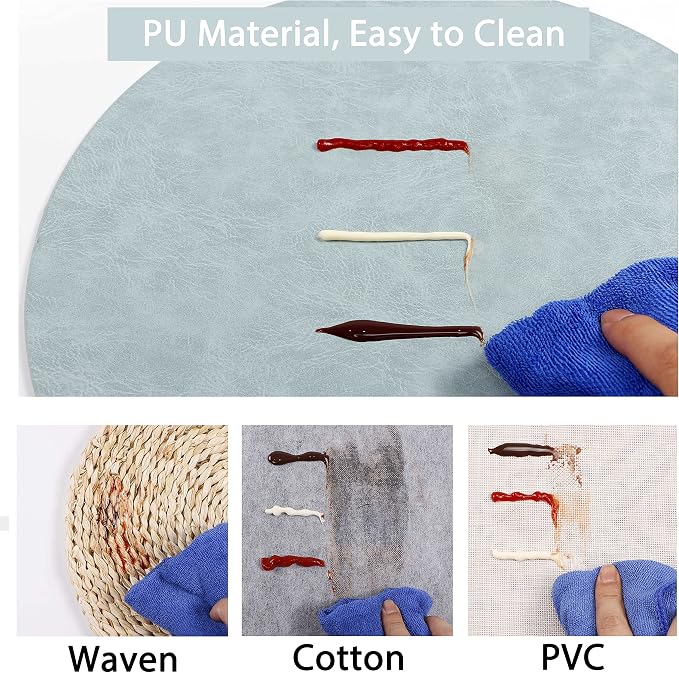 Set of 8 PU Leather Placemats, Waterproof Coffee Coasters, Kitchen Table Mats - Image 2