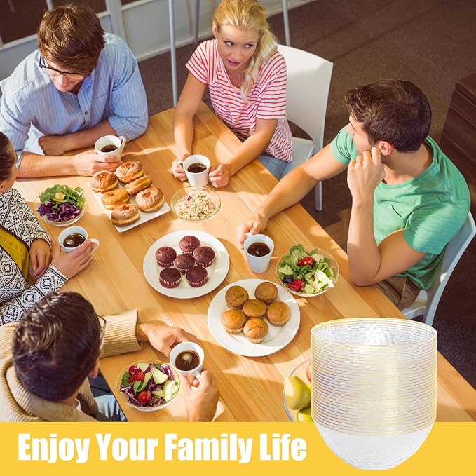 Rubtlamp 50 Pack Clear Disposable Bowls, 12-16oz Premium Heavy Duty Plastic - Image 5