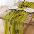 Moss Green Cheesecloth Table Runner 120 Inches by KEKETOARRANGE
