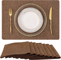 Faux Cotton Linen Placemats Set of 8, Cloth Washable Farmhouse Dining Table Mats by homing