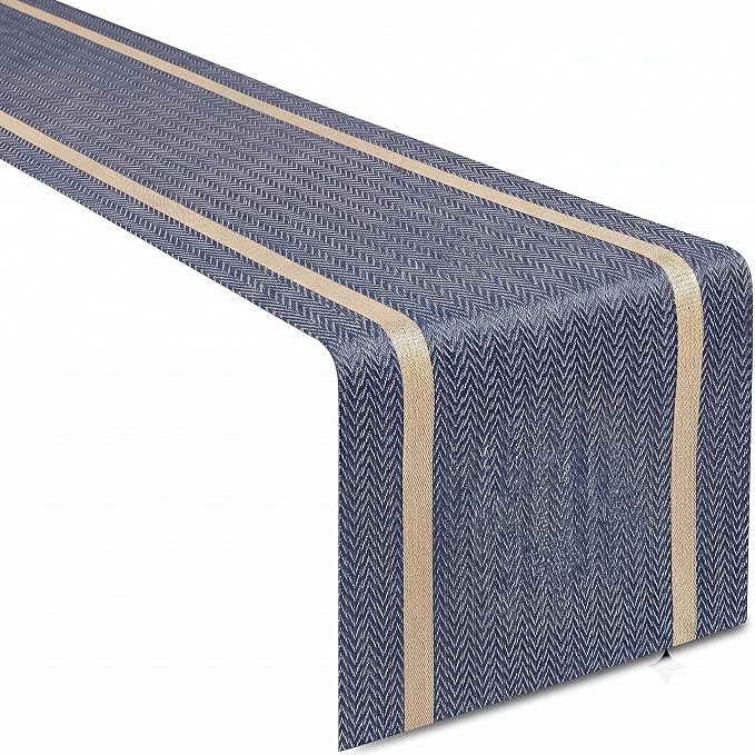 FAVE Woven Navy Blue Table Runner Woven by FAVE