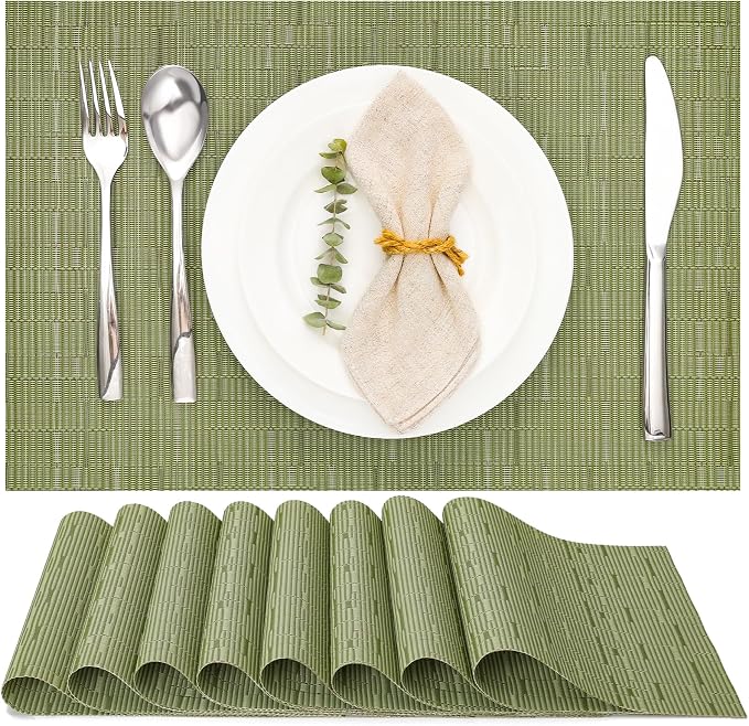 Myir JUN Placemats Set of 8 Kitchen and Dining Table Placemats | Vinyl by MyirJUN