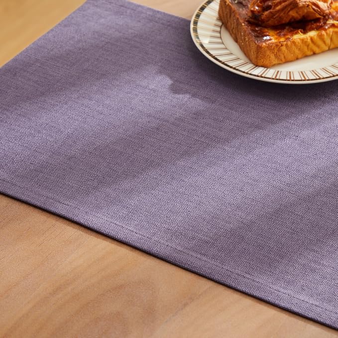 Rustic Cotton Linen Table Runner, 13x48 Inches Purple | Farmhouse Style Linen - Image 6