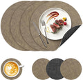 NCUE 13" Faux Leather Round Placemats Set of 4, Reversible Dual-Color | by NCUE