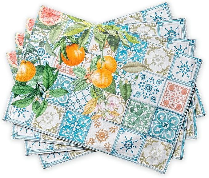 Maison d' Hermine Placemats Set of 4 Reusable 100% Cotton | Cloth Place Mats by MaisondHermine