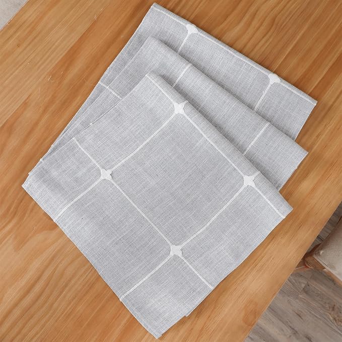 NEWISHER Rustic Embroidered Plaid Cloth Table Runner 48 inches, Farmhouse - Image 6