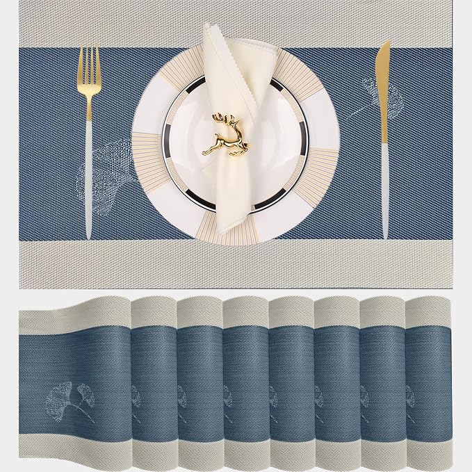 PIGCHCY Placemats Set of 8, Country Rustic Placemats Non-Slip Washable Durable by PIGCHCY