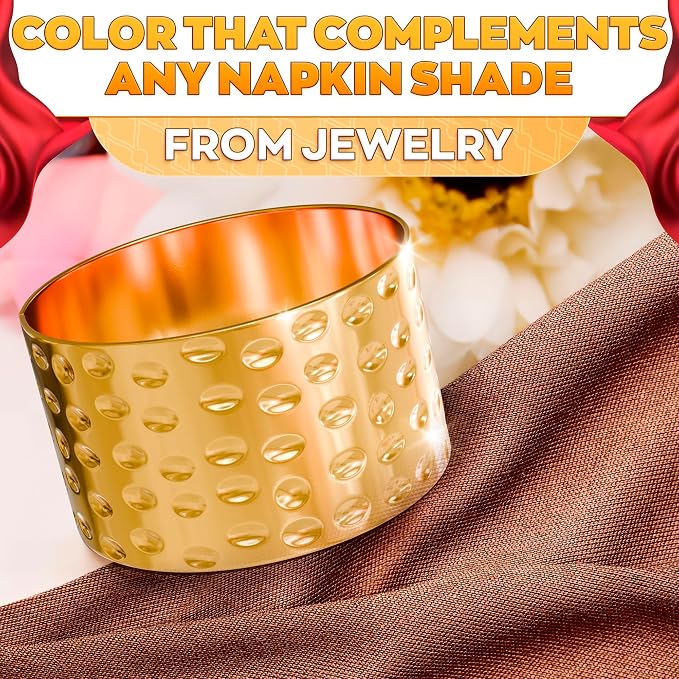 Hammered Gold Napkin Rings Set of 20, Reusable Holders - Image 7