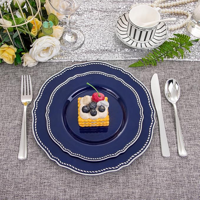 60pcs Blue Plastic Plates - Image 3