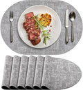 Placemats for Dining Table Set of 6 Non-Slip, Heat Resistant Oval Leather by Delicateandelegantplacemats