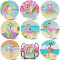 8 Pcs Boho Diamond Art Painting Coasters Holder Sands Flamingos | Abstract by Ovveroche